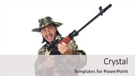  Presentation with weapons - Cool new presentation design with firearm - soldier with weapons isolated backdrop and a light gray colored foreground