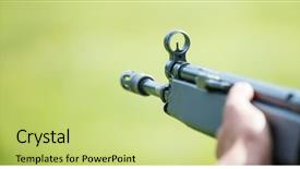  Presentation with firearm - PPT layouts with firearm handgun in man' s background and a yellow colored foreground