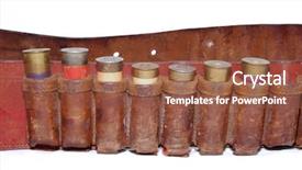  Presentation with firearms - Colorful slide set enhanced with firearms ammunition - shotgun shells backdrop and a tawny brown colored foreground