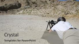  Presentation with firearms training - Colorful slides enhanced with firearms training - closeup of a man backdrop and a light gray colored foreground