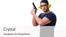  Presentation with shooting gun - Slide deck consisting of firearms training - man doing sport shooting background and a white colored foreground