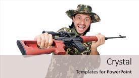  Presentation with weapons - PPT layouts featuring firearms training - soldier with weapons isolated background and a soft green colored foreground
