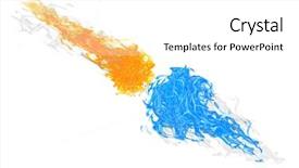  Presentation with blue fire - Presentation theme enhanced with fireball - balls of blue and orange background and a white colored foreground