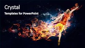  Presentation with fire - Audience pleasing slide set consisting of fireball - basketball player on fire backdrop and a black colored foreground