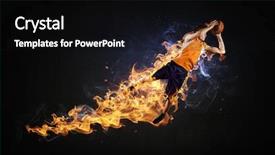  Presentation with golf player playing - Colorful PPT layouts enhanced with fireball - basketball player on fire backdrop and a black colored foreground