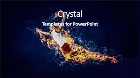 Presentation with basketball - Audience pleasing presentation theme consisting of fireball - basketball player on fire backdrop and a navy blue colored foreground
