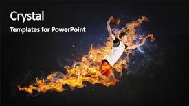  Presentation with fireball - Presentation theme enhanced with fireball - basketball player on fire background and a black colored foreground
