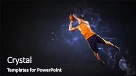  Presentation with fireball - Slides featuring fireball - basketball player on fire background and a dark gray colored foreground