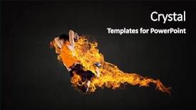  Presentation with basketball - Theme enhanced with fireball - basketball player on fire background and a black colored foreground