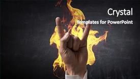  Presentation with fireball - PPT theme having fireball - fire burning in his hands background and a dark gray colored foreground