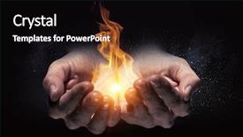  Presentation with fireball - Presentation with fireball - fire burning in his hands background and a black colored foreground
