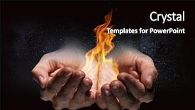  Presentation with fireball - Amazing PPT theme having fireball - fire burning in his hands backdrop and a black colored foreground