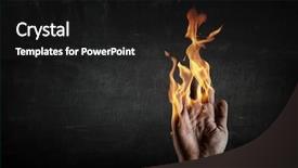  Presentation with fireball - Beautiful PPT layouts featuring fireball - fire burning in his hands backdrop and a black colored foreground