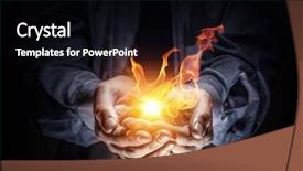  Presentation with fireball - Beautiful presentation theme featuring fireball - fire burning in his hands backdrop and a black colored foreground