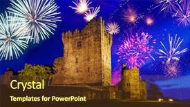  Presentation with fireball - Slide set featuring fireball - fireworks over ross castle background and a tawny brown colored foreground