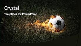  Presentation with fireball - Beautiful PPT theme featuring fireball - soccer ball on fire backdrop and a black colored foreground