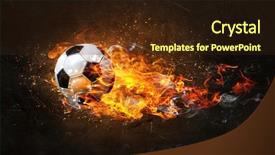  Presentation with fire ball - PPT theme having fireball - soccer ball on fire background and a wine colored foreground