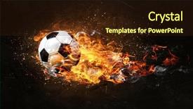  Presentation with fire ball - PPT theme having fireball - soccer ball on fire background and a wine colored foreground