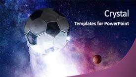  Presentation with fireball - Colorful theme enhanced with fireball - soccer game concept backdrop and a navy blue colored foreground