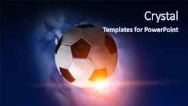  Presentation with fireball - Beautiful PPT theme featuring fireball - soccer game concept backdrop and a navy blue colored foreground