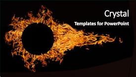  Presentation with fireball - Presentation design having fireball with circle frame isolated background and a  colored foreground