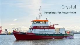  Presentation with ship - Amazing presentation theme having fireboat-as-a-ship backdrop and a sky blue colored foreground