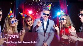  Presentation with cheerful - Colorful presentation design enhanced with firecracker - cheerful young people showered backdrop and a tawny brown colored foreground