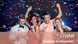  Presentation with fun - Audience pleasing presentation consisting of firecracker - group of cheerful friends having backdrop and a coral colored foreground