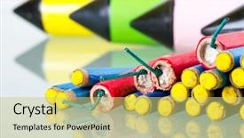  Presentation with fireworks - Amazing slides having firecracker - set of fireworks with reflection backdrop and a yellow colored foreground