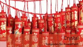  Presentation with chinese new year - Audience pleasing PPT theme consisting of firecrackers for chinese new year backdrop and a red colored foreground