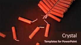  Presentation with festival - Presentation theme consisting of firecrackers which used at chinese background and a tawny brown colored foreground