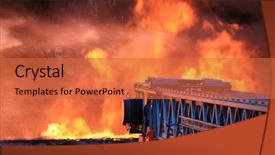  Presentation with disaster - Cool new PPT theme with fired disaster - big fire backdrop and a red colored foreground