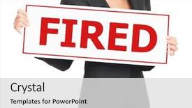  Presentation with courier firm business analysis - Slides enhanced with fired unemployed business woman holding background and a  colored foreground