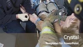  Presentation with ambulance emt - Cool new PPT layouts with firefighter and emt doctor helping backdrop and a violet colored foreground