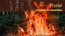  Presentation with fire service - Theme with firefighter-at-job-firefighter background and a tawny brown colored foreground