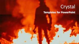  Presentation with firefighter - Presentation theme featuring firefighter-at-job-firefighter background and a crimson colored foreground