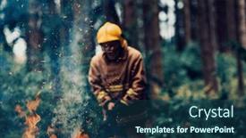  Presentation with fire service - Presentation design featuring firefighter-at-job-firefighter background and a ocean colored foreground