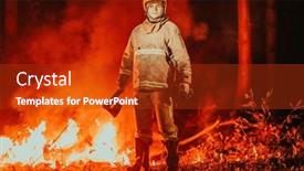  Presentation with firefighter - Presentation featuring firefighter-at-job-firefighter background and a crimson colored foreground