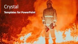  Presentation with firefighter - Slide set consisting of firefighter-at-job-firefighter background and a crimson colored foreground