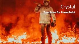  Presentation with forest fire - PPT theme having firefighter-at-job-firefighter background and a crimson colored foreground
