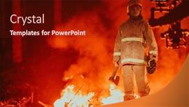  Presentation with fire service - Presentation theme with firefighter-at-job-firefighter background and a tawny brown colored foreground