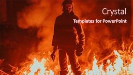 Presentation with forest fire - Presentation design with firefighter-at-job-firefighter background and a tawny brown colored foreground