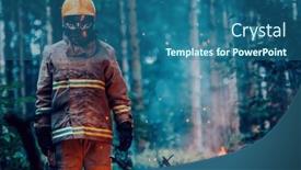  Presentation with firefighter - Slide deck featuring firefighter-at-job-firefighter background and a ocean colored foreground