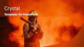  Presentation with forest fire - Presentation theme having firefighter-at-job-firefighter background and a crimson colored foreground