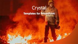  Presentation with forest fire - Presentation design enhanced with firefighter-at-job-firefighter background and a tawny brown colored foreground