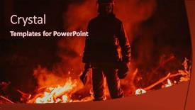  Presentation with firefighter - Slide deck with firefighter-at-job-firefighter background and a wine colored foreground
