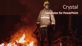  Presentation with fire service - Presentation theme consisting of firefighter-at-job-firefighter background and a wine colored foreground