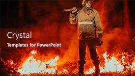  Presentation with firefighter - Slide deck having firefighter-at-job-firefighter background and a tawny brown colored foreground
