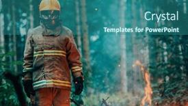  Presentation with fire service - PPT layouts consisting of firefighter-at-job-firefighter background and a ocean colored foreground