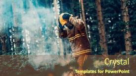  Presentation with fire service - Theme with firefighter-at-job-firefighter background and a tawny brown colored foreground